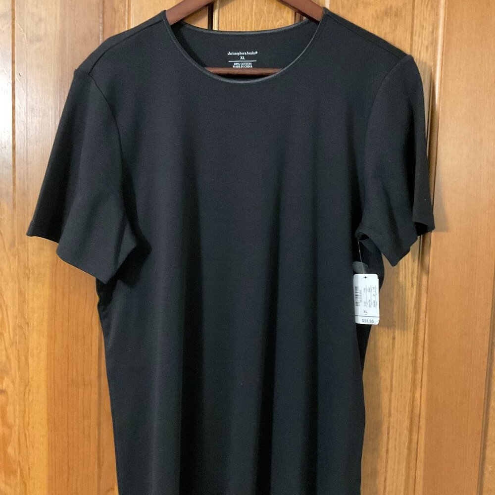 CJ Banks NWT Classic Black Short-Sleeve T-Shirt  Satin Jeweled Neckline SZ XL